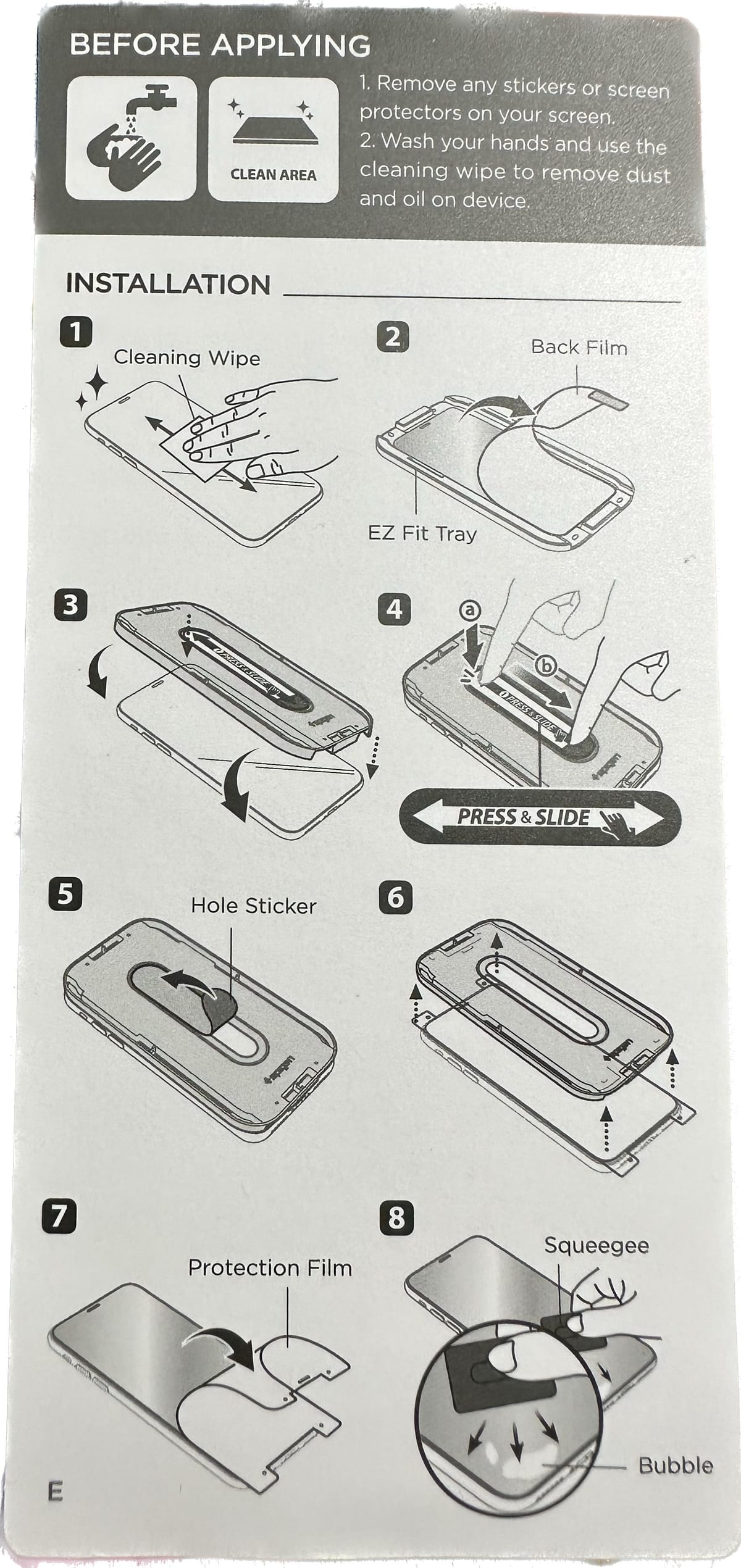 フィルムの貼り方ガイドはイラストで書いてある。ちなみにiOS16の切り抜き機能で切り抜いてみた。